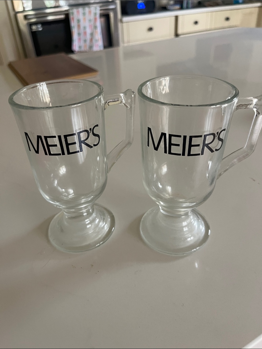 Meier’s Clear Glass Footed Mugs - Set of 2